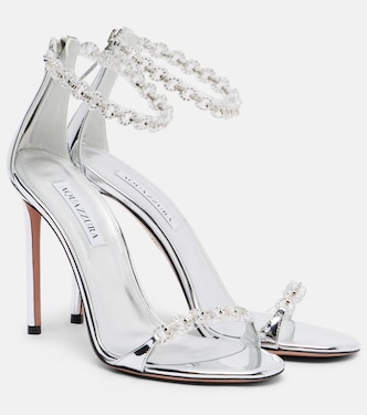 Bijoux 105 embellished metallic leather sandals | Aquazzura