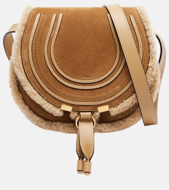 Marcie Small shearling-trimmed suede crossbody bag | Chloé