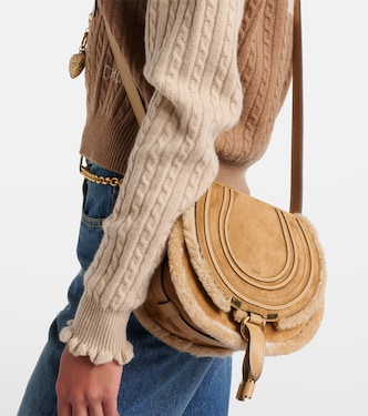 Marcie Small shearling-trimmed suede crossbody bag | Chloé