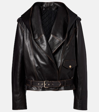 Hooded leather biker jacket | Alaïa