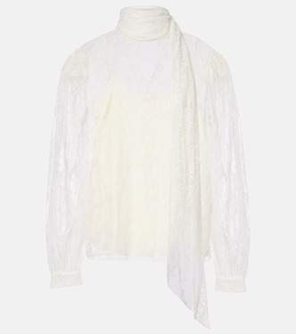 Scarf-detail sheer floral blouse | Gucci
