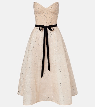 Belted embellished cocktail dress | Monique Lhuillier