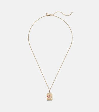 Halskette The Lovers Tarot Card aus 14kt Gelbgold mit Diamanten und Rubinen | Sydney Evan