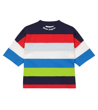 T-shirt in jersey di cotone a righe | Palm Angels Kids