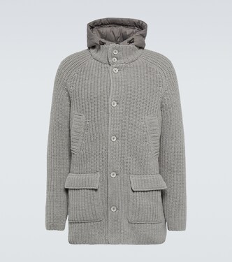 Hooded cable-knit wool jacket | Herno