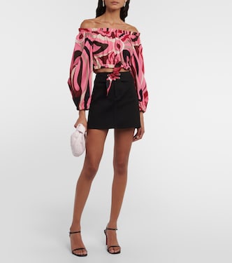 Marmo off-shoulder cotton crop top | Pucci