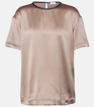 Silk-blend satin top | Brunello Cucinelli