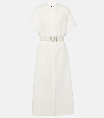 Abito midi in cotone con pelle | Jil Sander