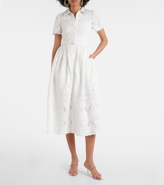 Embroidered cotton midi dress | Self-Portrait