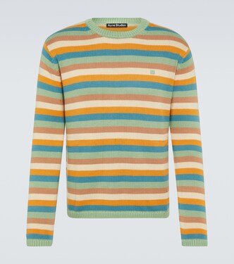 Pull Face rayé en coton | Acne Studios
