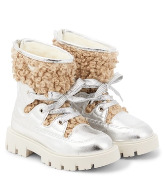 Botines de piel con borrego sintético | Monnalisa