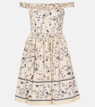 Achiote Café floral cotton minidress | Agua by Agua Bendita