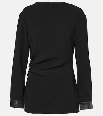 Alexis faux leather-trimmed crêpe top | Proenza Schouler
