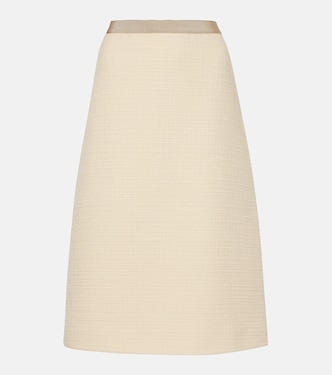 Falda midi Mossi de tweed en mezcla de lana | Valentino