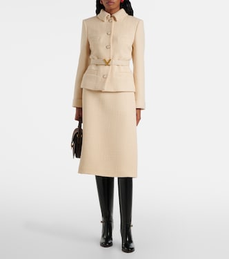 Gonna midi Mossi in tweed di misto lana | Valentino