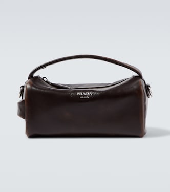Distressed leather shoulder bag | Prada