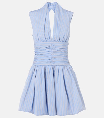 Striped gathered cotton poplin minidress | Patou
