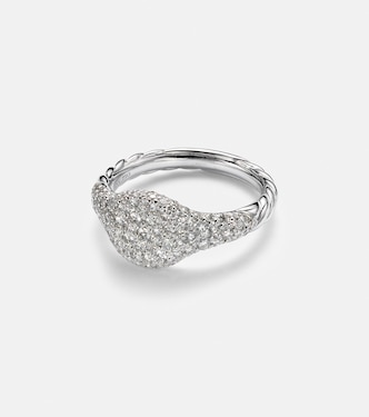 18kt white gold pinky ring with diamonds | David Yurman