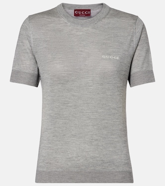 Camiseta de cachemir y seda con logo | Gucci