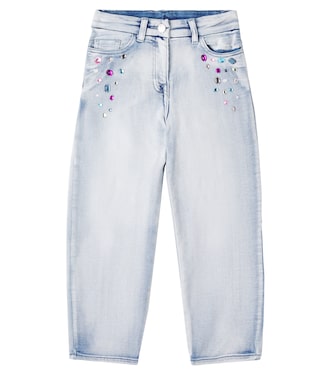 Jeans a gamba larga con cristalli | Monnalisa