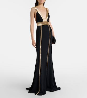 Robe longue en velours à ornements | Costarellos