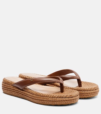 Tahiti jute-trimmed leather platform thong sandals | Gianvito Rossi