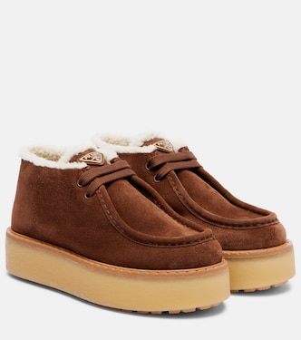 Shearling-trimmed suede desert boots | Prada
