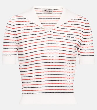 Pullover in cotone a righe | Miu Miu