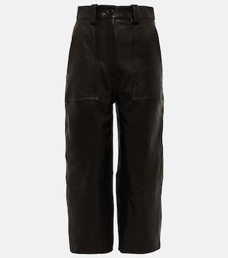 Pantalones rectos de piel de tiro alto | Khaite