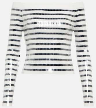 Sequined striped off-shoulder sweater | Jean Paul Gaultier