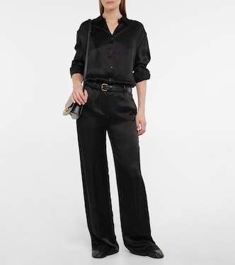 Pantalon droit Bany à taille basse en satin | The Row
