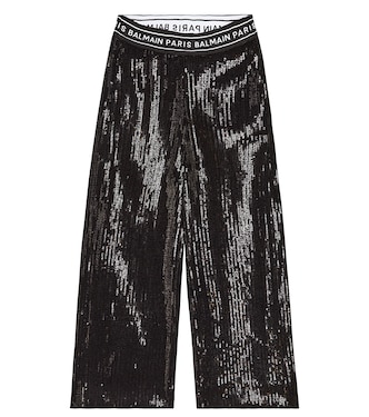Pantalones anchos con lentejuelas | Balmain Kids