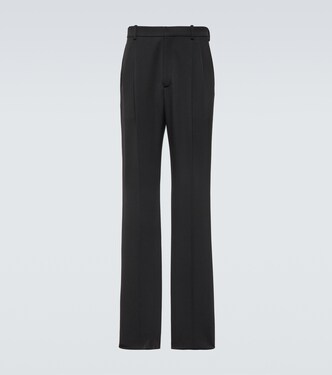 Pleated grain de poudre wide-leg pants | Saint Laurent