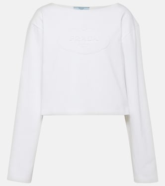 Top raccourci en coton à logo | Prada