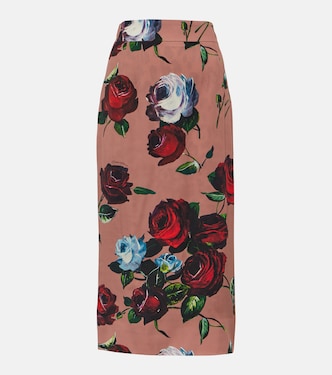 Floral silk-blend charmeuse midi skirt | Dolce&Gabbana