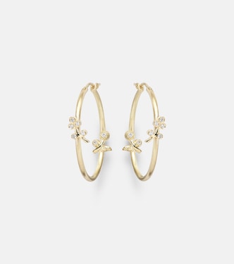 Orecchini a cerchio Lavender Medium in oro 18kt con diamanti | Ileana Makri
