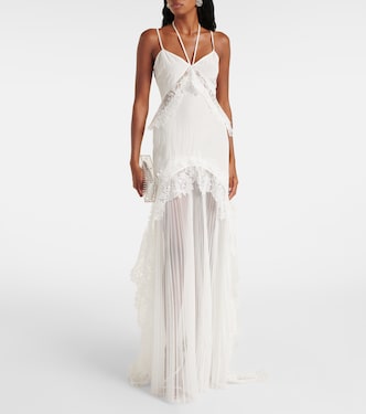 Bridal lace-trimmed taffeta and tulle gown | David Koma