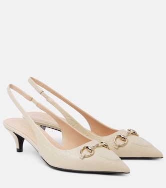 Horsebit GG 45 leather slingback pumps | Gucci