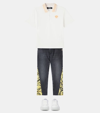 Polo Greca in piqué di cotone | Versace Kids