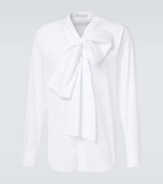 Tie-neck cotton poplin shirt | Dries Van Noten