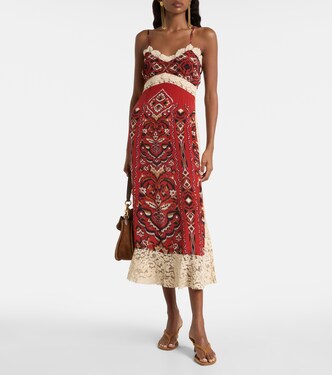Ainika Pineapple Ikat lace-trimmed midi dress | Farm Rio