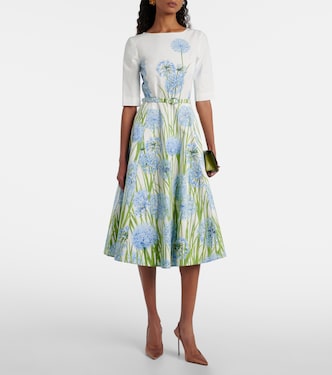 Vestido midi de popelín en mezcla de algodón | Oscar de la Renta