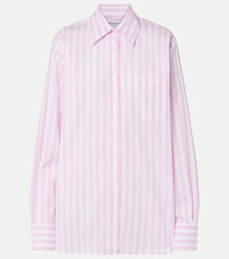 Embroidered striped oversized cotton poplin shirt | Hunza G