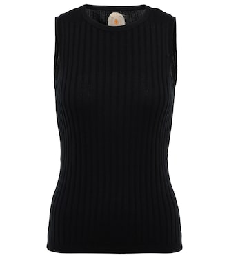 Ribbed-knit cotton and silk tank top | Jardin des Orangers