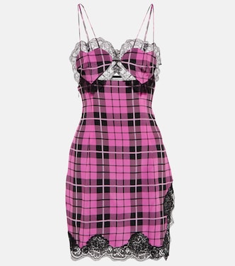 Lace-trimmed checked silk minidress | Alessandra Rich