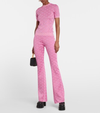 La Greca jacquard silk-blend flared pants | Versace