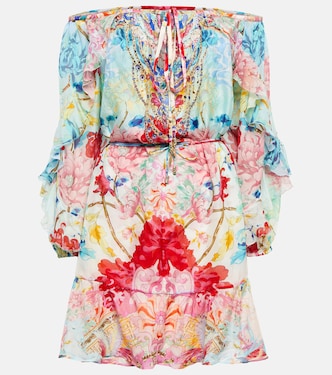 Off-the-shoulder embellished silk minidress | Camilla