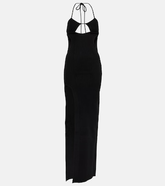 Cutout ribbed-knit gown | Off-White