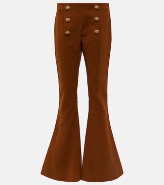 Pantaloni flared in cotone a vita bassa | Balmain