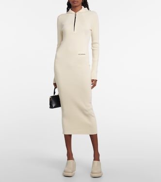 Vestido midi en mezcla de lana | Jil Sander